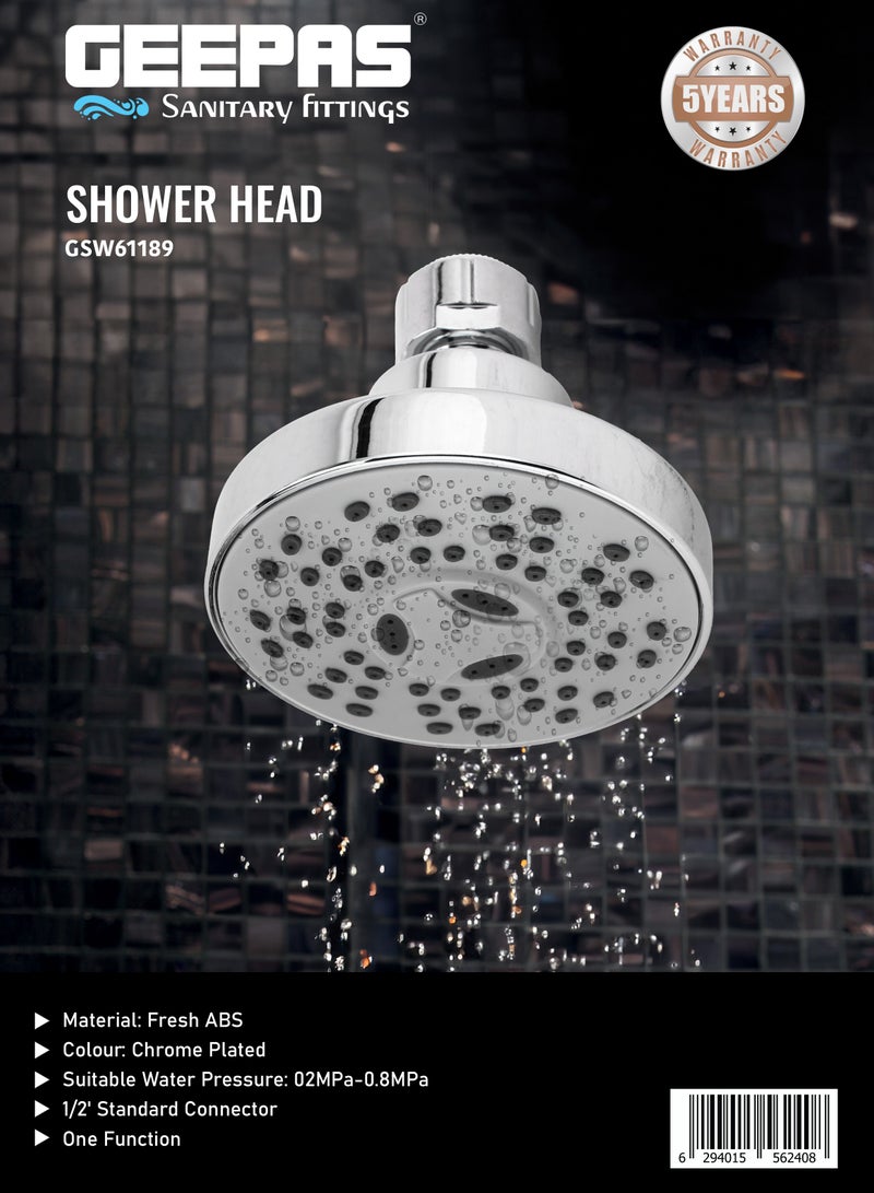 GEEPAS Shower Head ABS Material, Round Bathroom, 1 Function and Chrome Plated | Overhead Installation, High Pressure, Increased Cleaning Performance | GSW61189 - Image 5