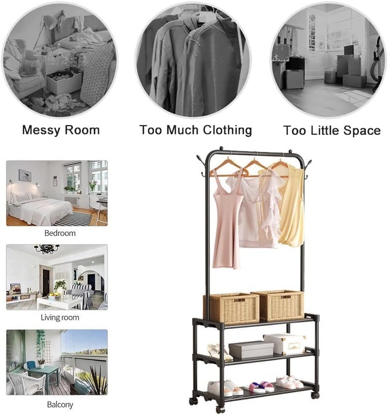 Fitto Standing Metal Coat Stand - Stylish Black Free-Standing Organizer for Coats, Jackets, Hats, and Umbrellas - Heavy Duty Durable Design for Home, Office, and Entryway Use - Image 4