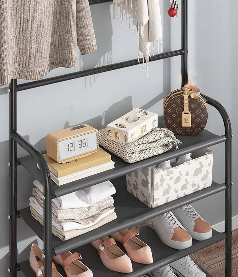 Fitto Standing Metal Coat Stand - Stylish Black Free-Standing Organizer for Coats, Jackets, Hats, and Umbrellas - Heavy Duty Durable Design for Home, Office, and Entryway Use - Image 2