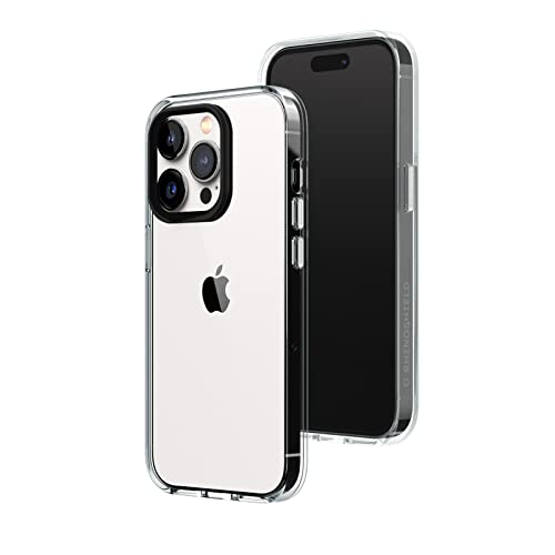 RhinoShield Crystal Clear Case Compatible with [iPhone 13 Pro] | Advanced Yellowing Resistance, High Transparency, Protective and Customizable Clear Phone Case - Black Camera Ring - Image 1