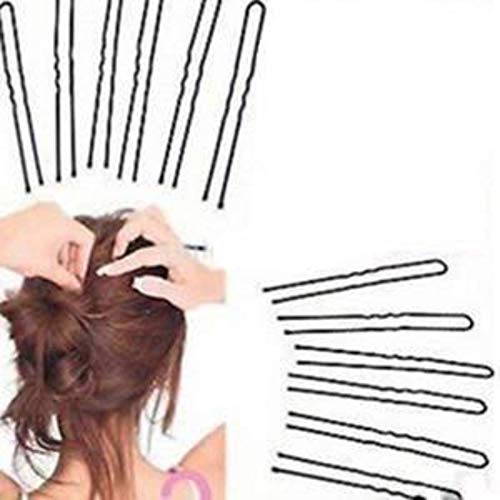 MANODHRUVA® 100 Pcs U-Shaped Bobby Hair Juda Pins for Updo Hairstyle, Black Metal, Pack of 100 Pcs, 6.5 cm Long - Image 1