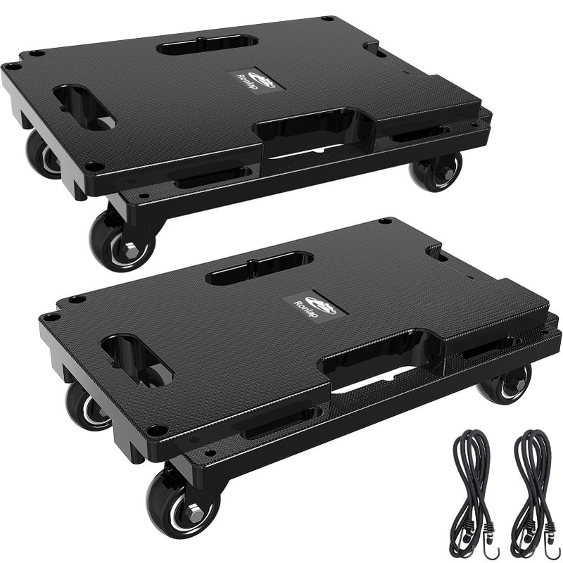 Ronlap Ronlap Furniture Moving Dolly 4 Wheels Heavy Duty Small Flat Dolly Cart with Wheels Interlocking Furniture Movers Dollies for Moving 440 Lbs Capacity Each 2 Pack Black 