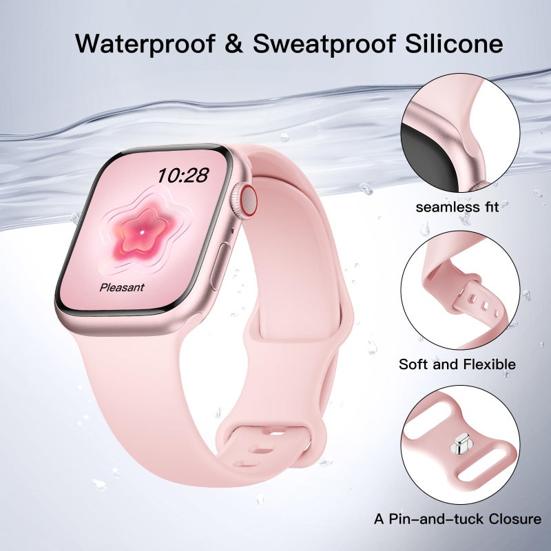 SuperNaNa Sport Silicone Band Compatible with Apple Watch Bands 40mm 38mm 41mm 44mm 45mm 42mm 49mm Women Men,Soft Wristband Waterproof Replacement Sport Strap for iWatch Bands Series 9 8 7 6 5 4 3 2 1 SE Ultra - Image 2