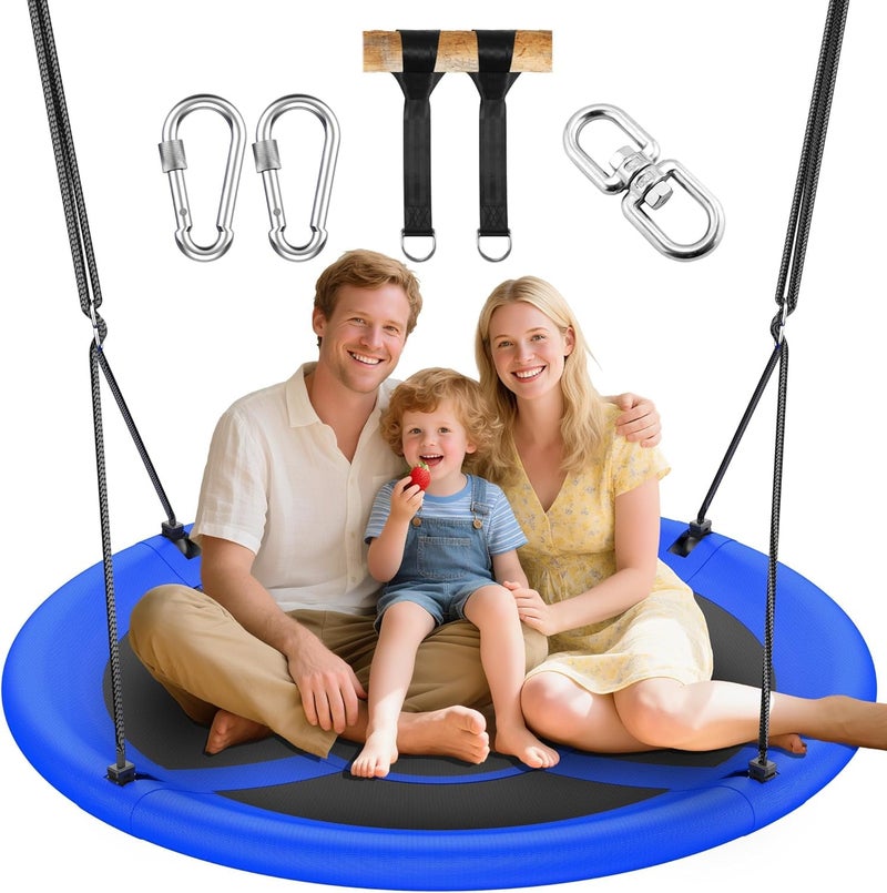 Everyfun 43 Saucer Tree Swing for Kids Adult 700lbs Weight Capacity Waterproof Flying Saucer Swing with Adjustable Hanging Straps Swing Seats for Backyard Outdoor Indoor Playground Blue - Image 2
