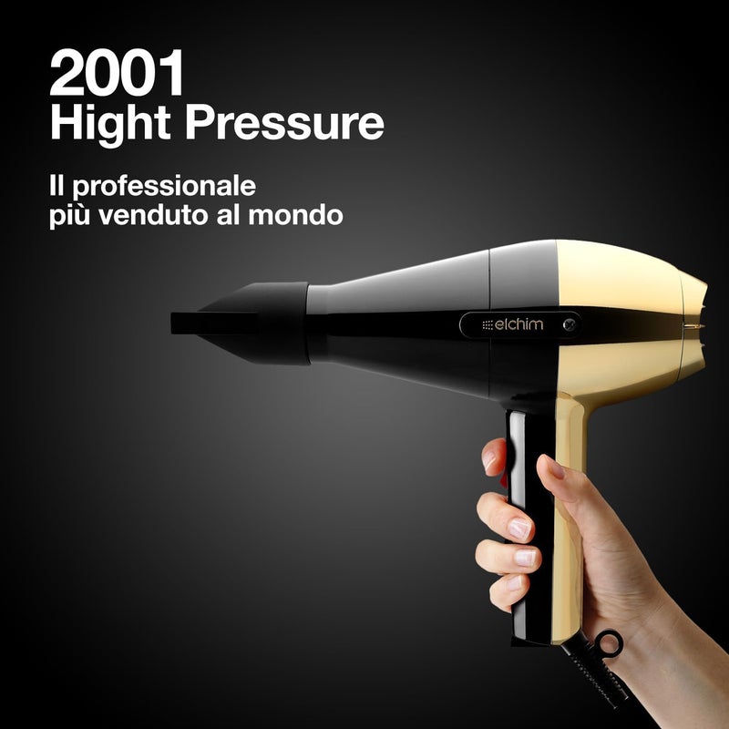 ELCHIM 2500140 Hand Mod 2001 Hair Dryer, Black & Gold - Image 3