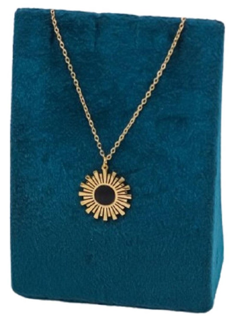 ورد قلادة نسائية من الفولاذ المقاوم للصدأ مطلية بالذهب للنساء هدية فاخرة - Image 1