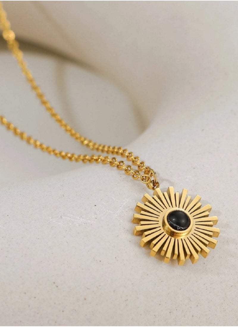 Ward Women's Sun Design Necklace Gold-Plated Stainless Steel  Luxurious Gift for Women  - Image 3