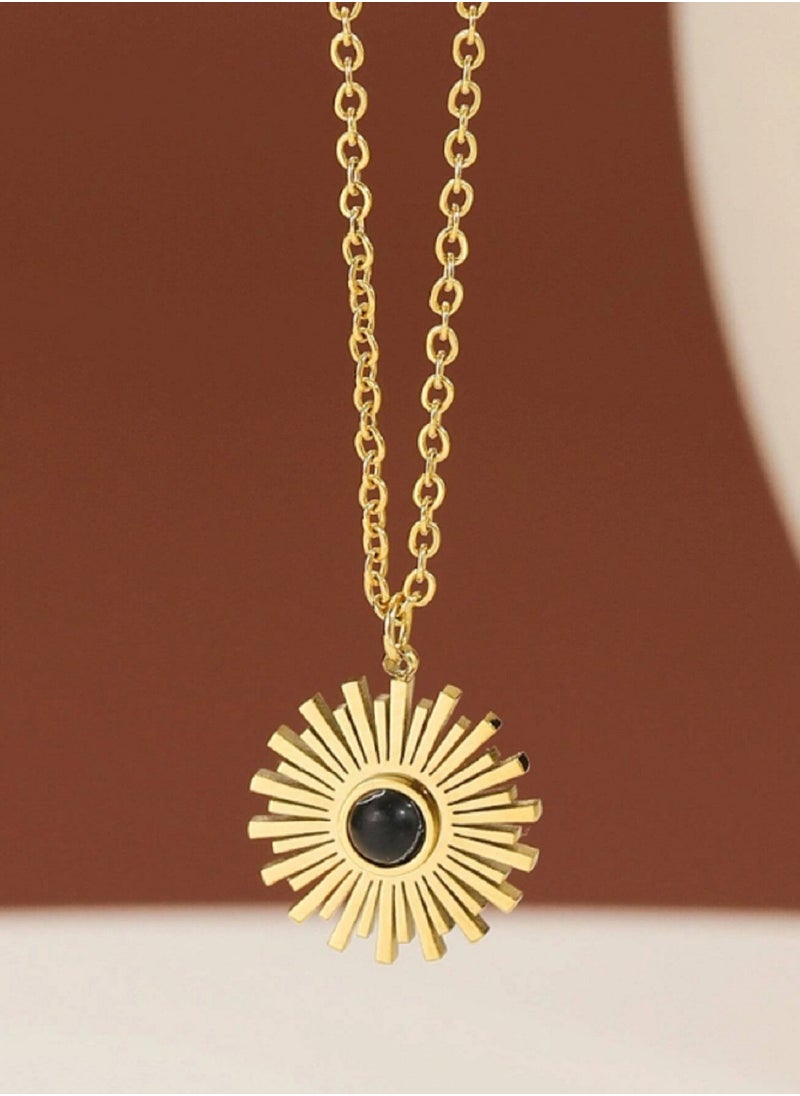 Ward Women's Sun Design Necklace Gold-Plated Stainless Steel  Luxurious Gift for Women  - Image 2