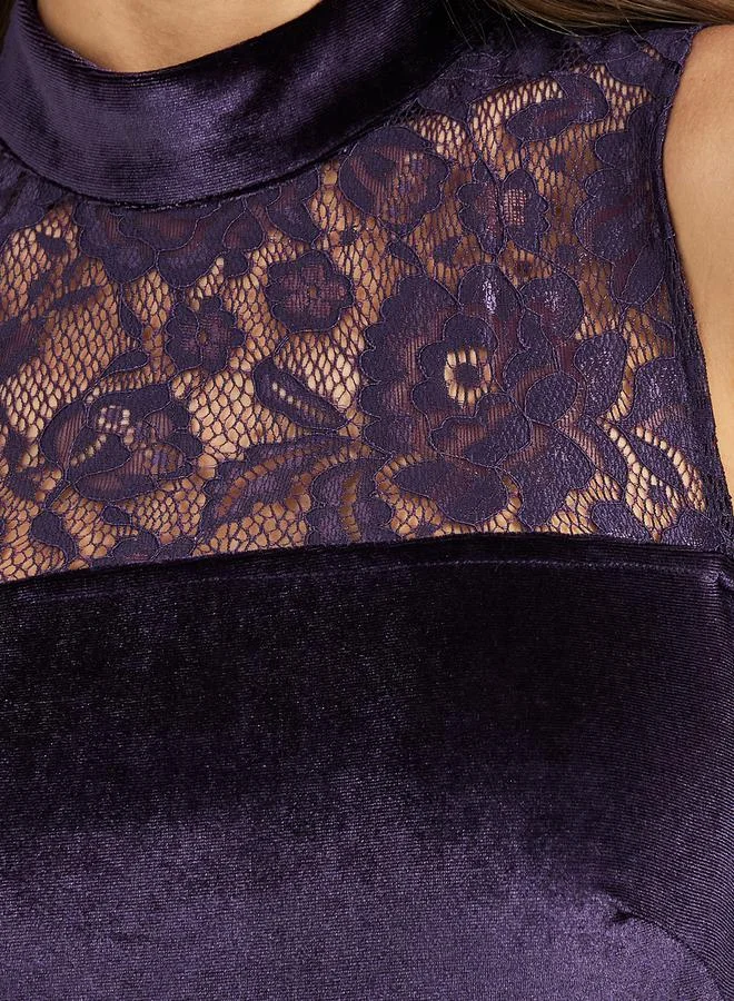 Styli Lace Velvet A-Line Dress