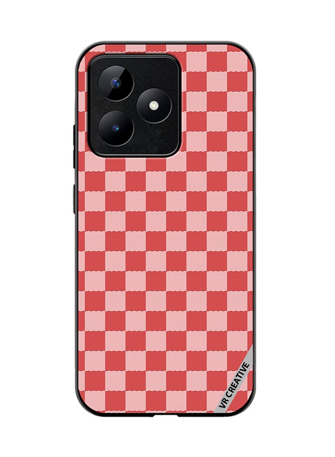 VR CREATIVE Protective Case Cover For Realme C53 Red Checkerboard Abstract Textured Checkers Design Multicolour - Image 1