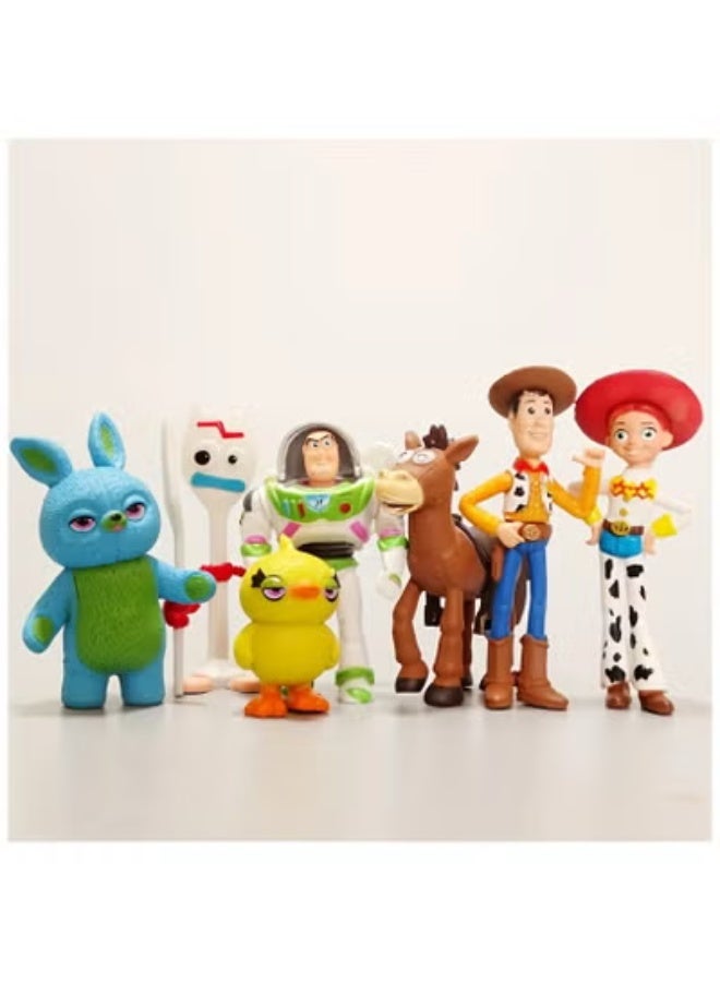 7 قطع العاب من شخصيات سلسلة افلام حكاية لعبة وودي وجيسي و باز و فوركي الملعقة و الحصان بولسي مناسبة في الديكور لمن يحب سلسة افلام ديزني حكاية لعبة و ممكن هدية جميلة كعكة مزينه بالعاب الشخصيات  حجم لطيف جدا و الوان رائعة - Image 1