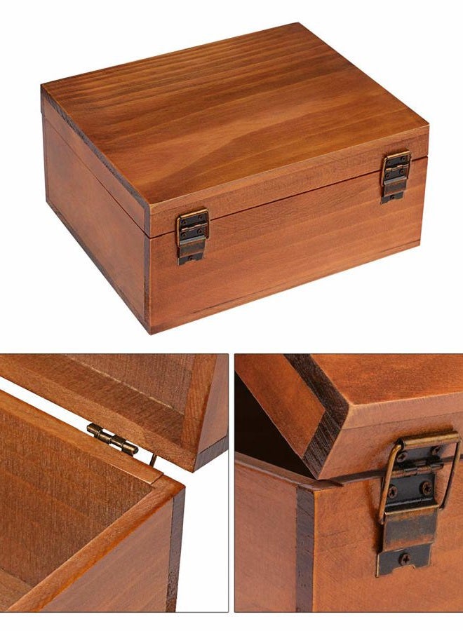 Dedoot Wooden Keepsake Box, Decorative Wooden Box Vintage Handmade Craft Large Wood Box with Lock and Key for Jewelry Gift Storage Box and Home Decor, Brown, 9.3x7.6x4.5 Inch - Image 4