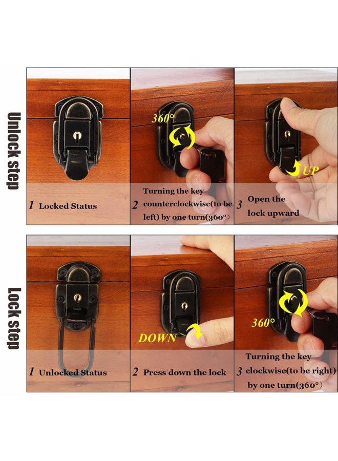 Dedoot Wooden Keepsake Box, Decorative Wooden Box Vintage Handmade Craft Large Wood Box with Lock and Key for Jewelry Gift Storage Box and Home Decor, Brown, 9.3x7.6x4.5 Inch - Image 3