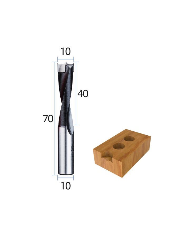 HUHAO Tipped Brad Ooint Boring Bits for Wood, Carbide Tipped Heavy-Duty Dowel Bit Hole Cutter for Wood Plastic Plywood,10mm Dia x 70mm Long x 10mm Shank, Right Hand Rotation - Image 4