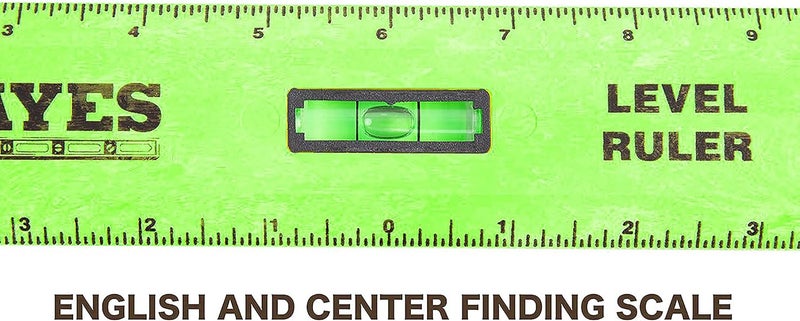 MAYES 10742 Polystyrene Level Ruler 12", Precision Measuring and Leveling Tool, Plumb and Level Vials with SAE and Center-Finding Scale, for Framing, Hanging, Made in the USA - Image 5