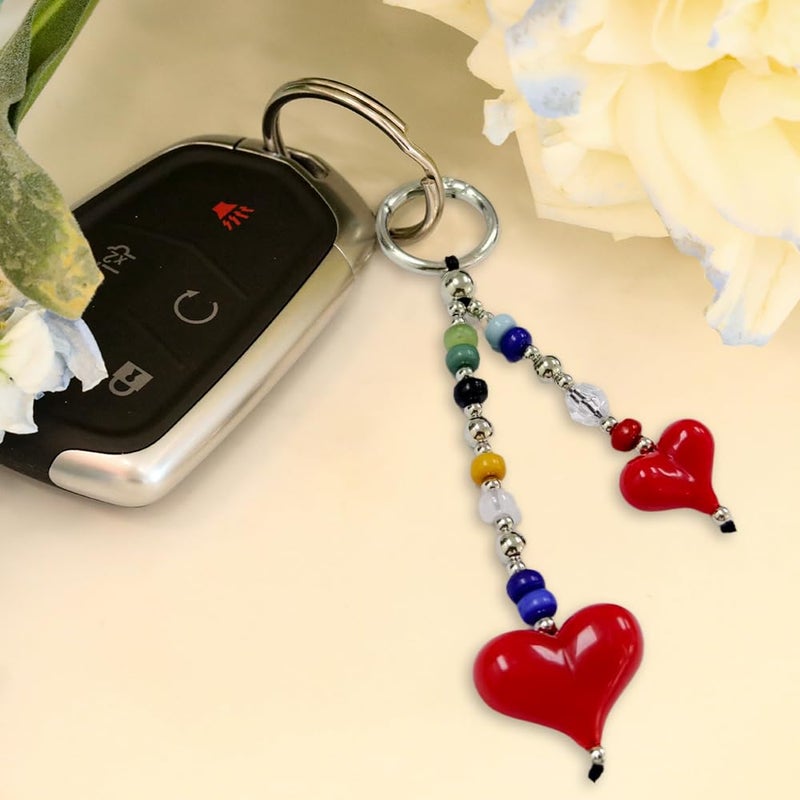Madison Tyler Double Red Heart Cute Keychains for Women | Bag Charms for Handbags | Beaded Purse Charms for Handbags Decor Backpack Bag Trendy - Image 5