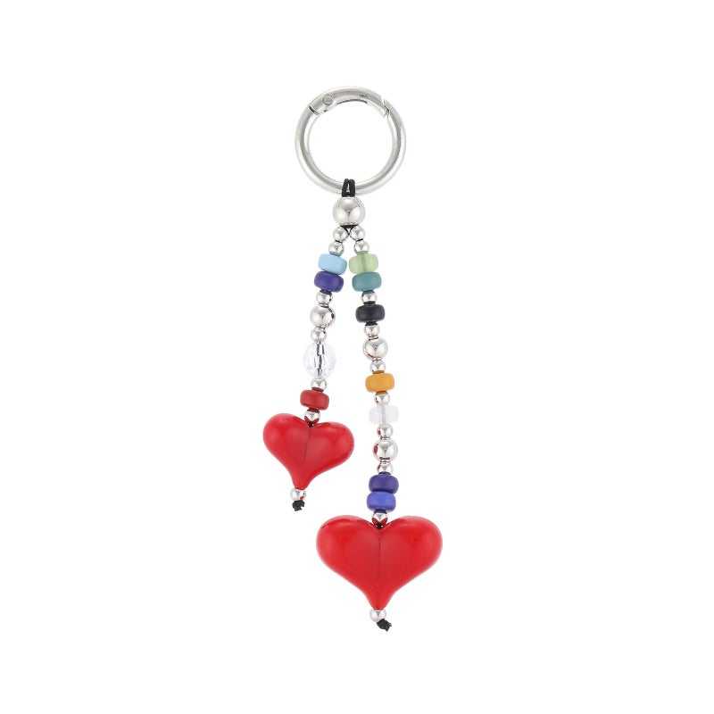 Madison Tyler Double Red Heart Cute Keychains for Women | Bag Charms for Handbags | Beaded Purse Charms for Handbags Decor Backpack Bag Trendy - Image 1