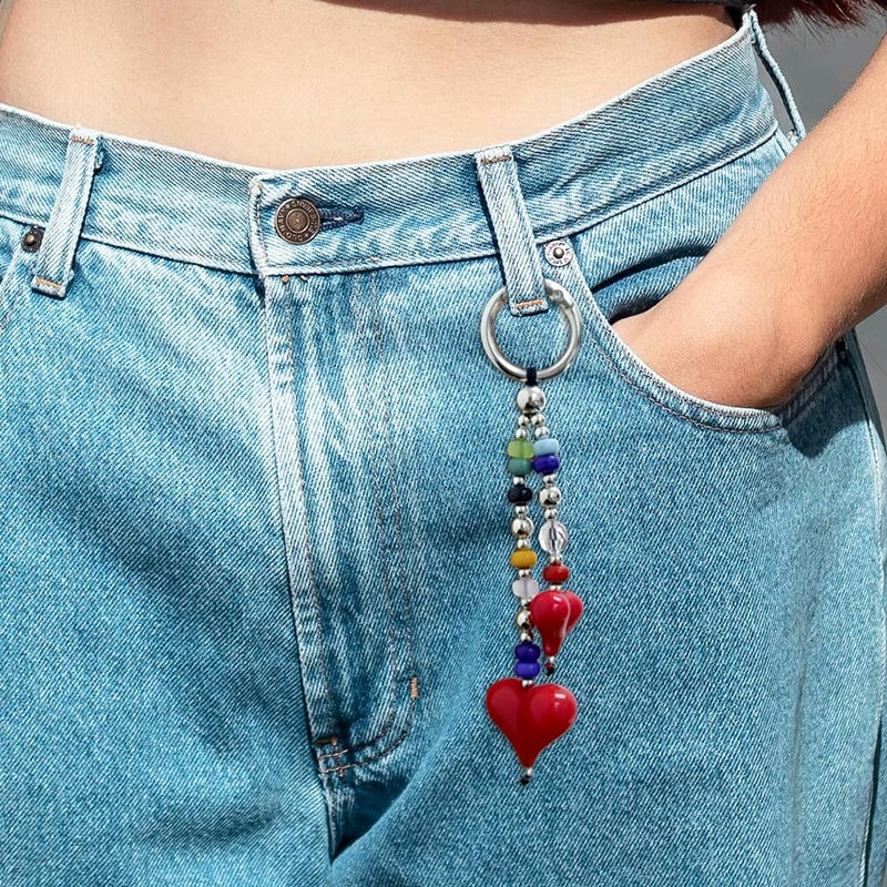 Madison Tyler Double Red Heart Cute Keychains for Women | Bag Charms for Handbags | Beaded Purse Charms for Handbags Decor Backpack Bag Trendy - Image 4
