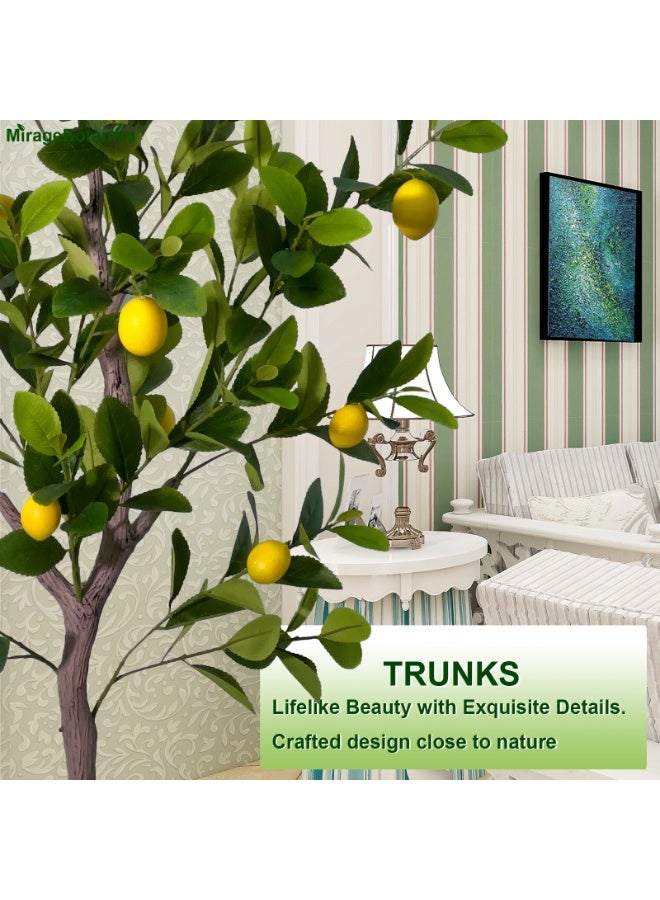 MirageBotanics Artificial Lemon Tree Indoor Outdoor - Faux Lemon Plant with Realistic Fruits & Natural Wood Trunk, Includes White Flower Pot for Home, Office, Mall, Hotel, Living Room, Meeting Room Decor - Image 5