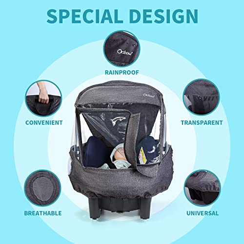 IvyWind Universal Car Seat Rain Cover, Weather Shield for Infant Car Seat with Storage Bag, Side Ventilation & Handle Opening, Provides Extra Protect Baby During The Covid-19, Baby Travel Accessories, Black - Image 3