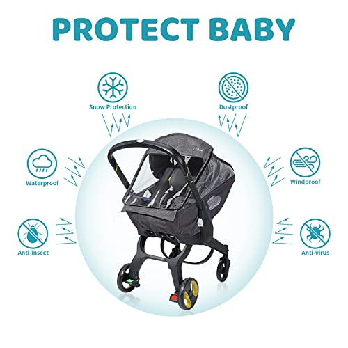 IvyWind Universal Car Seat Rain Cover, Weather Shield for Infant Car Seat with Storage Bag, Side Ventilation & Handle Opening, Provides Extra Protect Baby During The Covid-19, Baby Travel Accessories, Black - Image 2