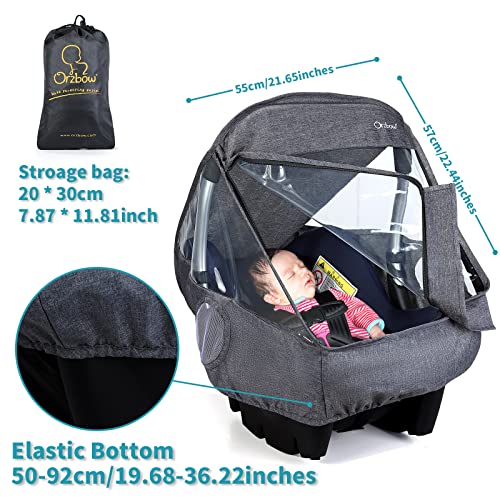 IvyWind Universal Car Seat Rain Cover, Weather Shield for Infant Car Seat with Storage Bag, Side Ventilation & Handle Opening, Provides Extra Protect Baby During The Covid-19, Baby Travel Accessories, Black - Image 5