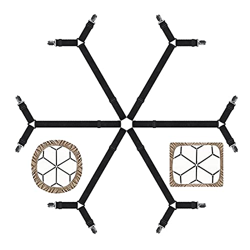 TGOOD Gift for Mum!Sheet Fasteners keepers-Adjustable Elastic Bed Sheet Holder Straps for Full,Queen,King Twin Bed,6 Way Cross Sheet Clips Suspenders Band,Fitted Round and Square Mattresses.(black) - Image 1