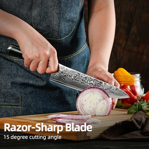Sunnecko 8 Inch Chef Knife Professional, Sharp Kitchen Knife Damascus Chefs Knife Vg10 High Carbon Stainless Steel - Image 2