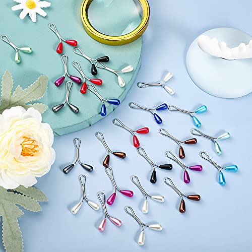Mtlee 48 Pieces Hijab Pins for Women Muslim Faux Pearl Clips U Shaped DIY Boutonniere Alloy Decorative Brooch Safety Scarf Hijab Pins for Wedding Dress Accessories - Image 5
