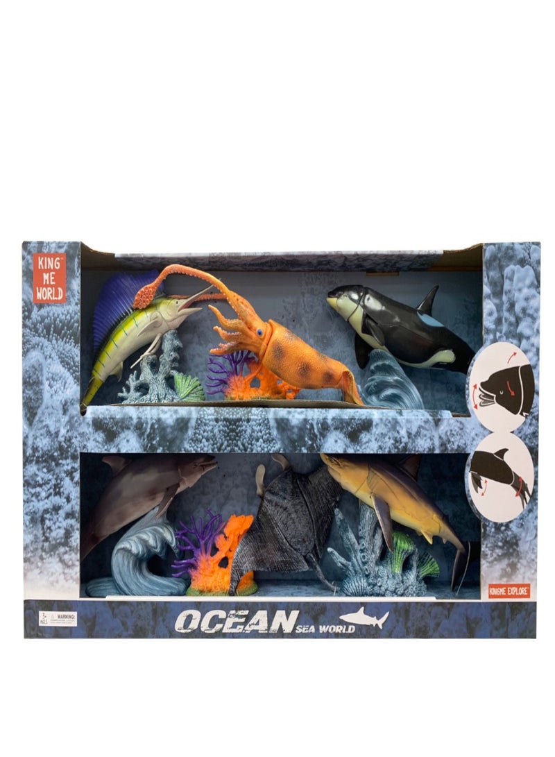 Sea Lively Sword Fish, Squid, Orca, Dolphin, Manta Ray and Great White Shark - Image 1