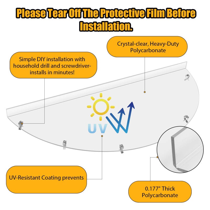 QIPRAONO Basement Window Well Covers Outside, Heavy-Duty Egress Window Well Cover Clear, All-Weather Against Debris, UV Resistant, Tear-Resistant, Waterproof, Windproof (Only Cover)39" X 16" - Image 2