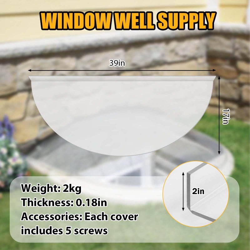 QIPRAONO Basement Window Well Covers Outside, Heavy-Duty Egress Window Well Cover Clear, All-Weather Against Debris, UV Resistant, Tear-Resistant, Waterproof, Windproof (Only Cover)39" X 16" - Image 5