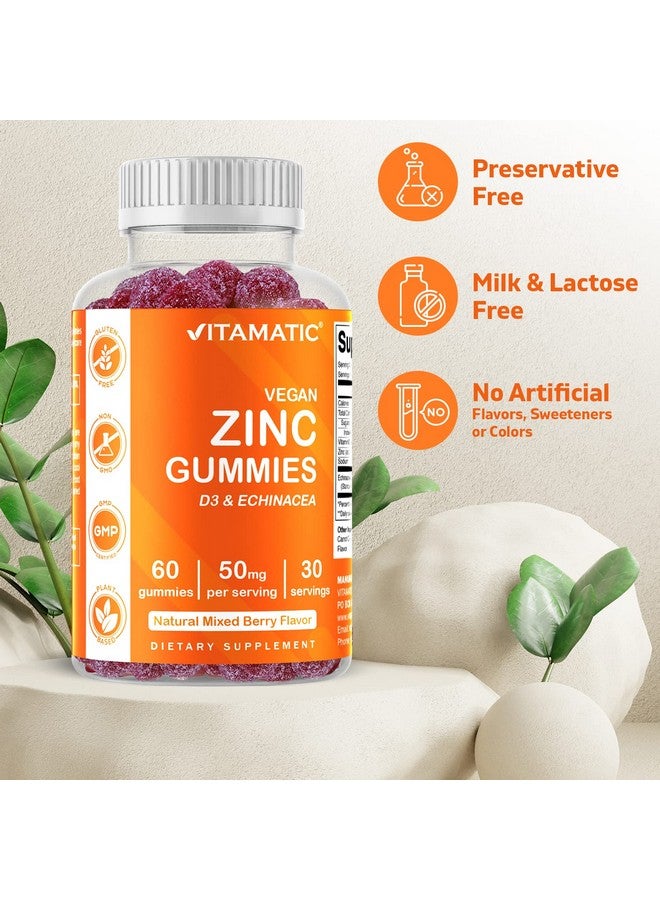 Vitamatic عبوة 2 من حلوى فيتامينات الزنك 50 ملغ 60 حلوى نباتية خالية من الغلوتين لدعم المناعة الصحية للبالغين رجال ونساء - Image 4