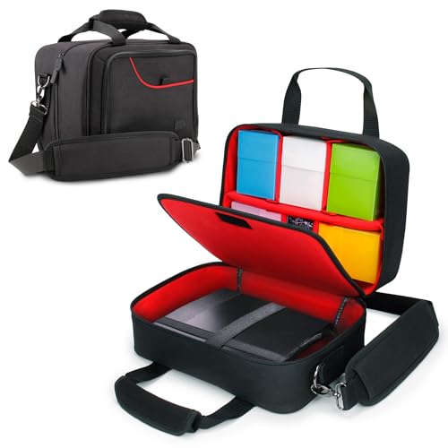 USA Gear Card Deck Storage Bag Compatible with TCG and CCG Deck Games Card Protector Bag with Padded Shoulder Strap Customizable Interior Weather Resistant Fits Boxes and Loose Cards Red - Image 1