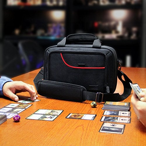 USA Gear Card Deck Storage Bag Compatible with TCG and CCG Deck Games Card Protector Bag with Padded Shoulder Strap Customizable Interior Weather Resistant Fits Boxes and Loose Cards Red - Image 5