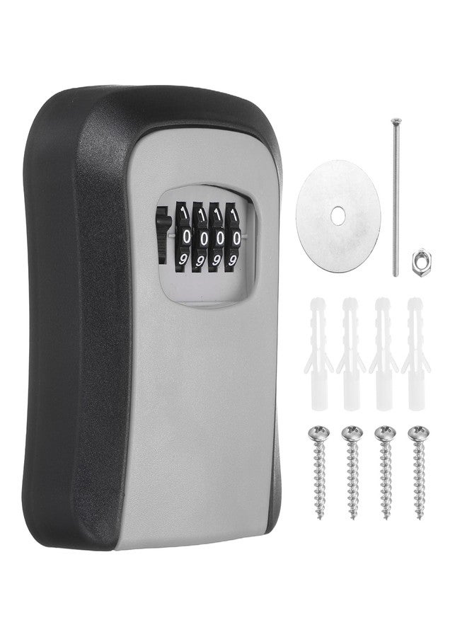 PATIKIL Wall Mount Key Lock Box (4.5"x3.7"x1.6", Gray) - 4 Digit Combination Lockbox for Keys Safe Security Storage Resettable Code Lockbox for Outdoor Home Office Garage - Image 1