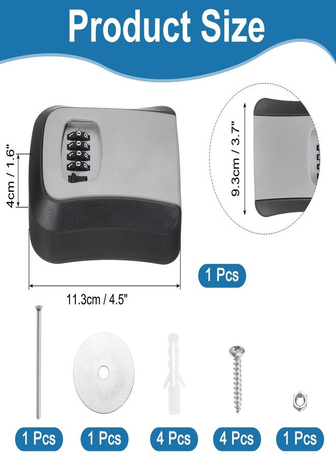 PATIKIL Wall Mount Key Lock Box (4.5"x3.7"x1.6", Gray) - 4 Digit Combination Lockbox for Keys Safe Security Storage Resettable Code Lockbox for Outdoor Home Office Garage - Image 2