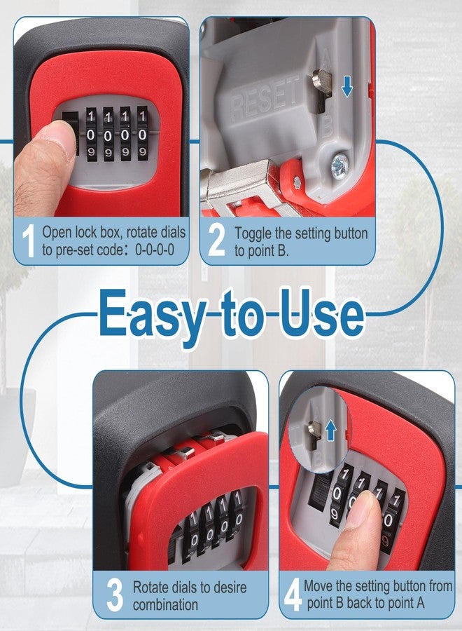PATIKIL Wall Mount Key Lock Box (4.5"x3.7"x1.6", Gray) - 4 Digit Combination Lockbox for Keys Safe Security Storage Resettable Code Lockbox for Outdoor Home Office Garage - Image 5