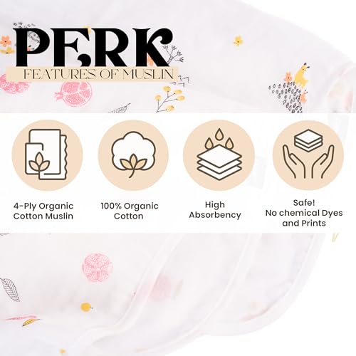 HABER Organic Cotton Muslin Baby Bath Towel 70x70 Pack of 2|4 Layer Ultra Soft Skin Safe Muslin | Highly Absorbent Quick Dry Newborn Towel for Sensitive Skin | Gentle Towel for Infants & Toddlers - Image 3