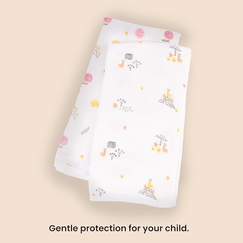 HABER Organic Cotton Muslin Baby Bath Towel 70x70 Pack of 2|4 Layer Ultra Soft Skin Safe Muslin | Highly Absorbent Quick Dry Newborn Towel for Sensitive Skin | Gentle Towel for Infants & Toddlers - Image 5