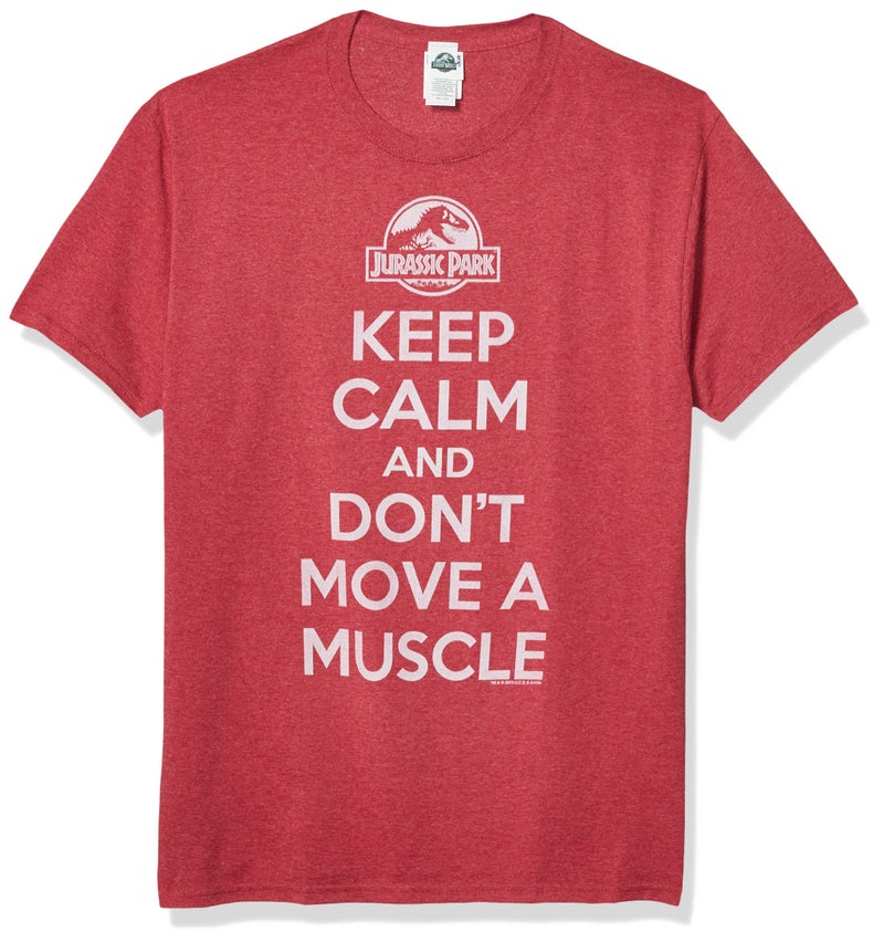 Jurassic Park Men's Stay Still T-Shirt, Red Heather, Medium - Image 1
