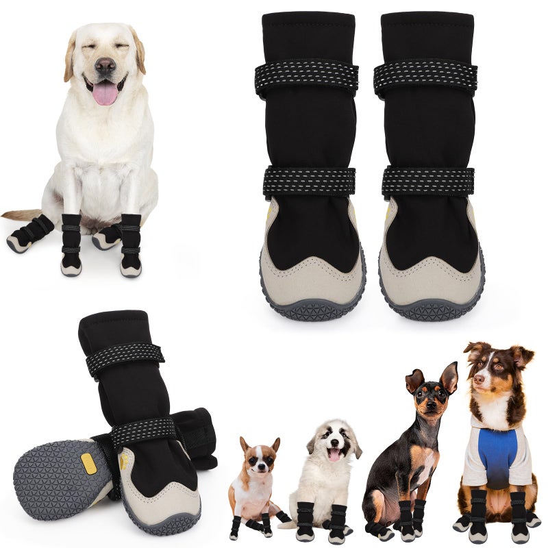TEWIWAP Dog Shoes for Large Small Medium Dogs Dog Snow Boots Winter Dog Booties and Paw Protectors to Prevent Licking AntiSlip Dog Shoes with Reflective for Hot Pavement Hardwood Floors Hiking Size 6 - Image 2