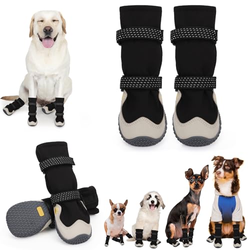 TEWIWAP Dog Shoes for Large Small Medium Dogs Dog Snow Boots Winter Dog Booties and Paw Protectors to Prevent Licking AntiSlip Dog Shoes with Reflective for Hot Pavement Hardwood Floors Hiking Size 6 - Image 1