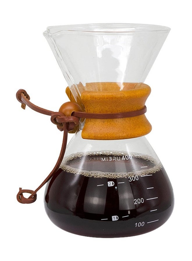 XiuWoo Filter Drip Brewing Chemex Coffee Maker Espresso Coffee Wooden Hoop Clear 400ml  - Image 1