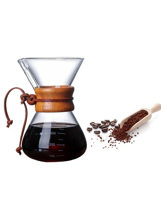 XiuWoo Filter Drip Brewing Chemex Coffee Maker Espresso Coffee Wooden Hoop Clear 400ml  - Image 5