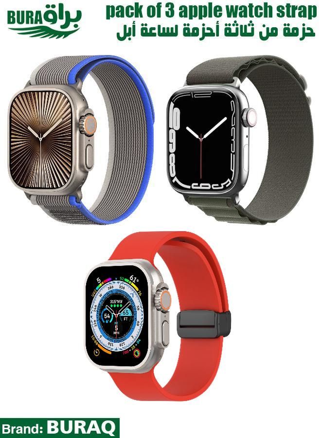 BURAQ Apple Watch Band Strap For Apple Watch Ultra 2/Ultra 49mm, Series 10 46mm, 9/8/7 45mm, SE2/SE/6/5/4 44mm, 3/2/1 42mm