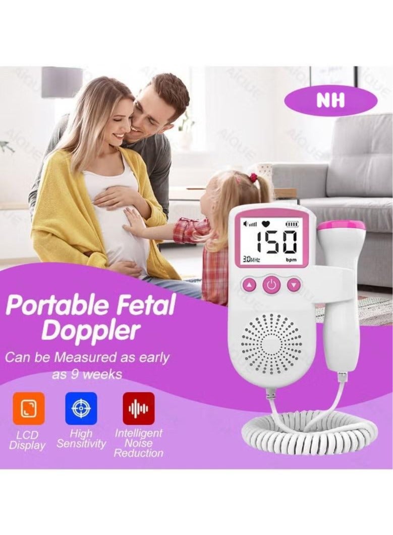 NH Fetal Doppler,Portable Ultrasound Doppler Fetal Heart Rate Monitor with LCD Screen Prenatal Heartrate Monitor - Image 2