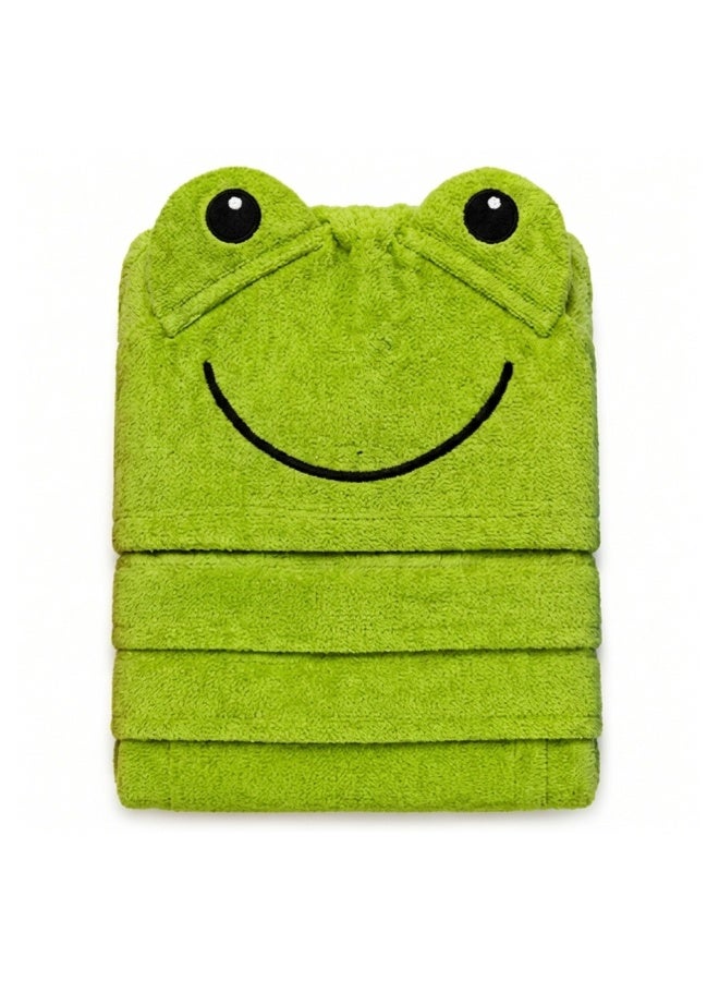 VELMORE Premium Kids Hooded Bathrobe – 100% Cotton Soft & Absorbent Towel Robe for Boys & Girls, Lightweight, Quick Dry, with Belt & Pockets (650 GSM) - 06 - 10 Y - Green - Image 3