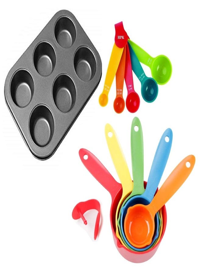 6pcs Muffin Baking Tray with 5 Pcs Small Measuring Spoons & 5pcs Big Measuring Spoons
