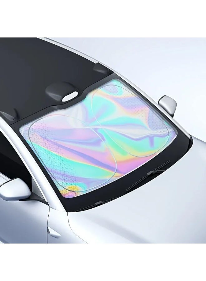 7MD Windshield Sunshade for Car, Foldable Reflective Car Sunshade Cover, UV Protection Windshield Shade Blocks 99% Sunlight and Heat, Universal Fit Car Front Window Sun Protector with Storage Bag - Image 2